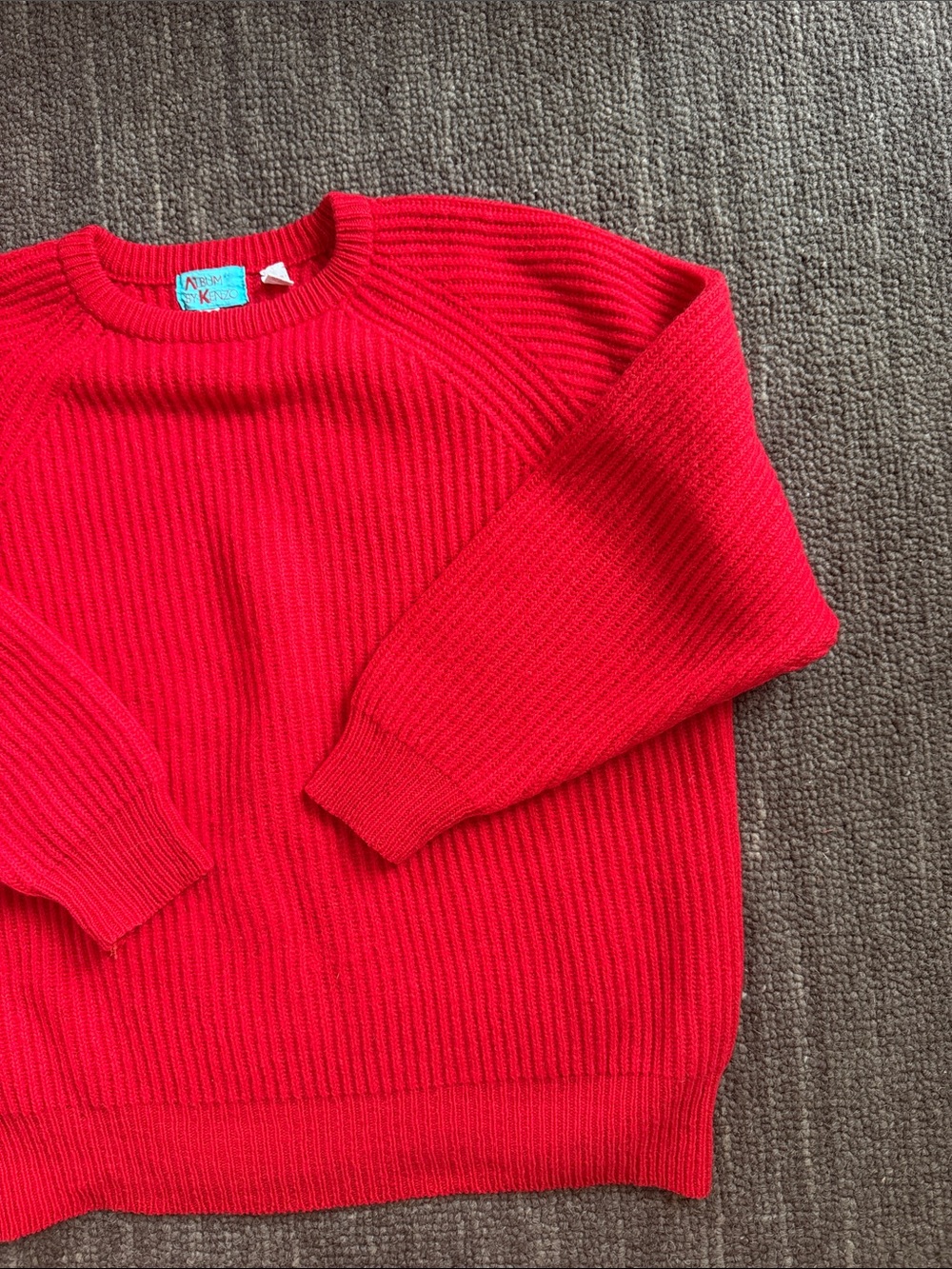 Vintage Kenzo Fisherman Wool Sweater Cherry Red - Picture 3 of 4